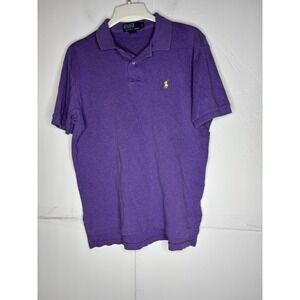 Polo Ralph Lauren Mens Purple Short Sleeve Polo Shirt Yellow Pony Logo Size M